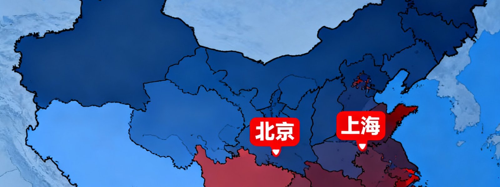 51直播球迷社区全国热度分布地图，颜色越深代表该地区活跃球迷越多，北京、上海、广州、成都为四大核心活跃区域
